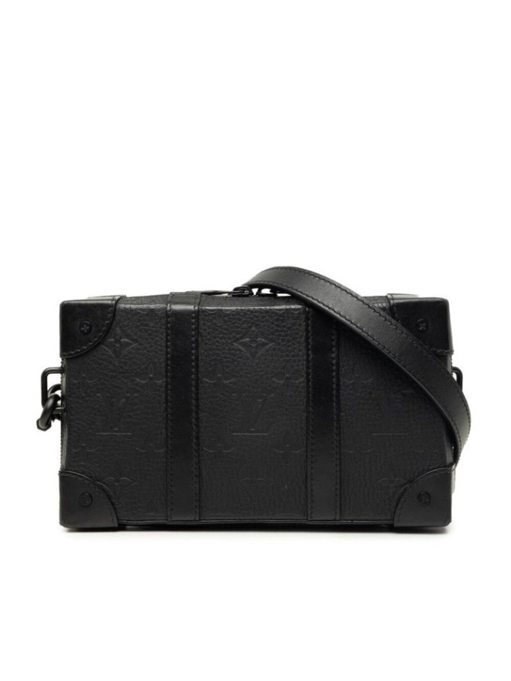Louis Vuitton Monogram Taurillon Soft Trunk Wallet Crossbody Shoulder Bag Noir